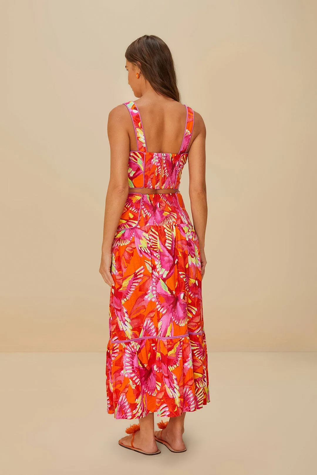 Orange Flying Birds LENZING? ECOVERO? Euroflax? Skirt Sleek Motion