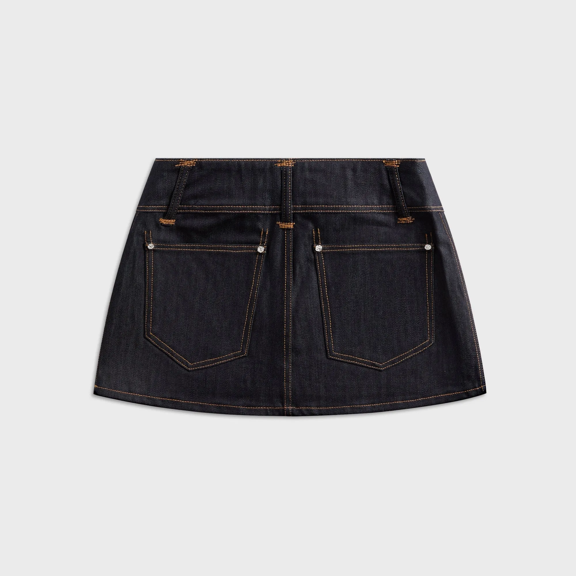 Veneda Carter Low Rise Micro Mini Skirt - Denim Fresh Texture Mini length