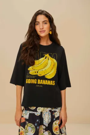 Black Tropical Bananas Organic Cotton T-Shirt WrinkleResistant