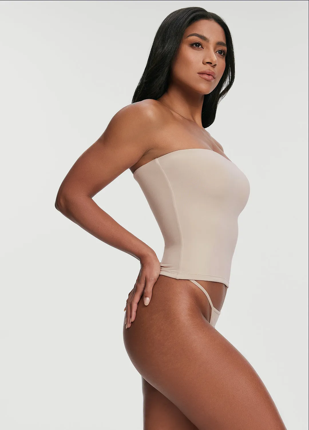 Seamless Full-Length Tube Top Cozy Knit Ribbed Hemline