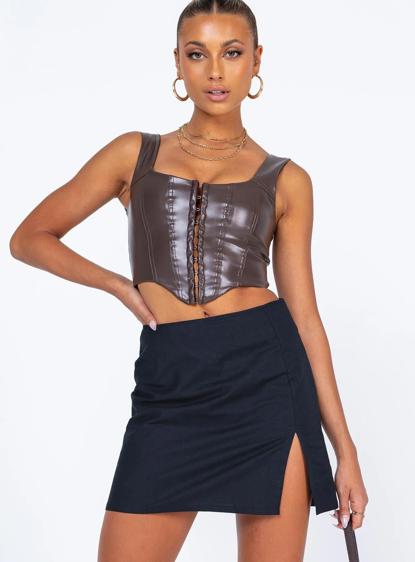 Motel Sheny Mini Skirt Black Jewel Tones Tonal Layering