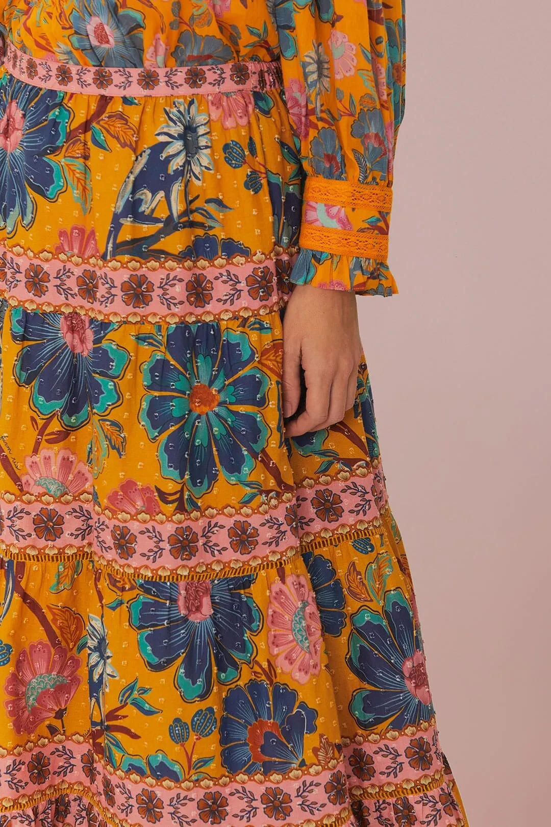Yellow Mica Maxi Skirt casual finish
