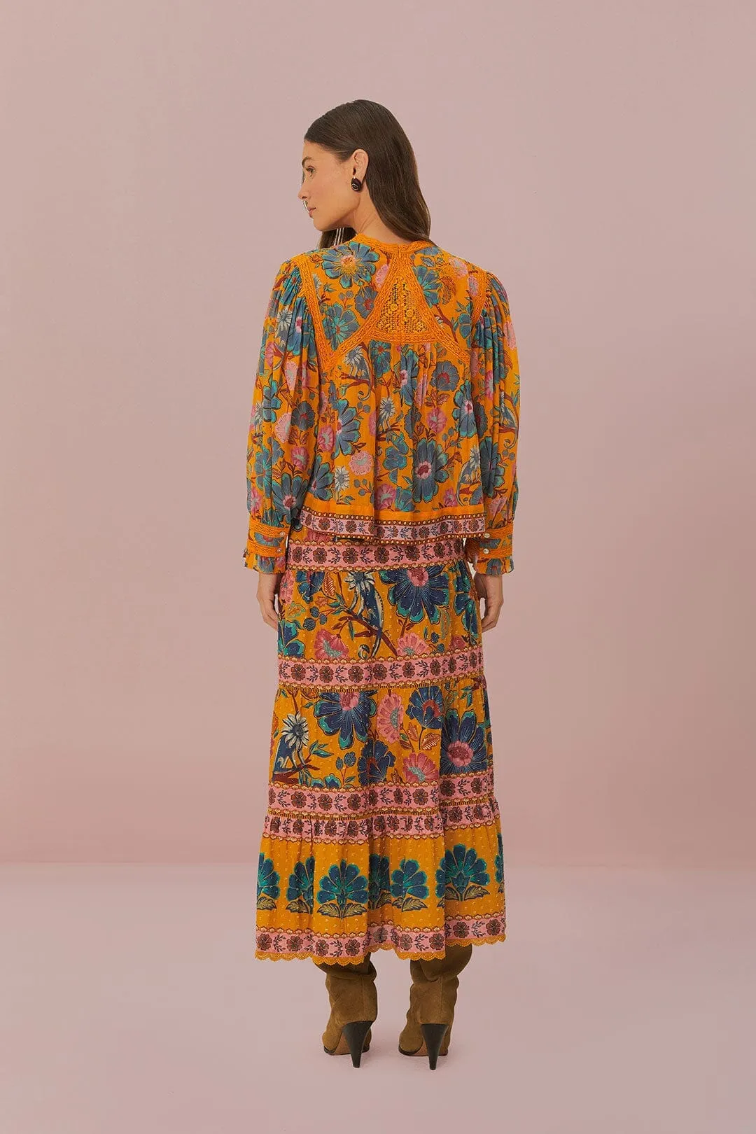 Yellow Mica Maxi Skirt Light Motion