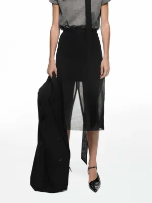 Clean Aesthetic Roll Up Fasten Layered Design Midi Skirt