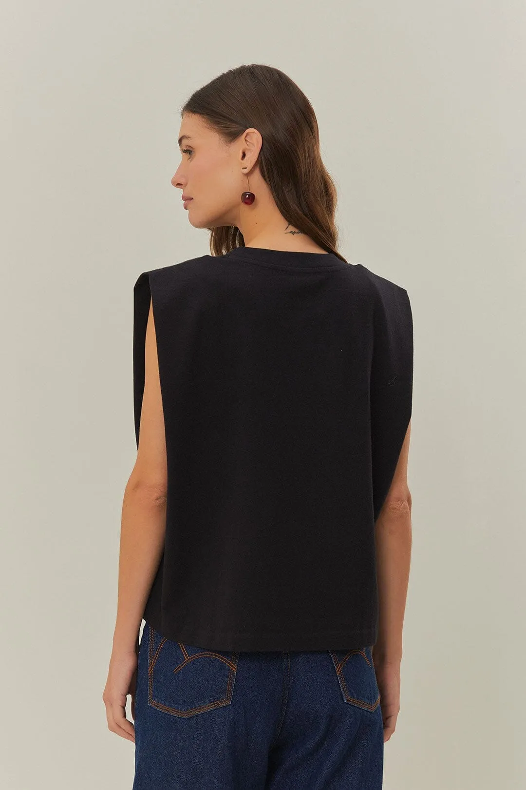 Black Beaded Hearts T-Shirt Free Shape