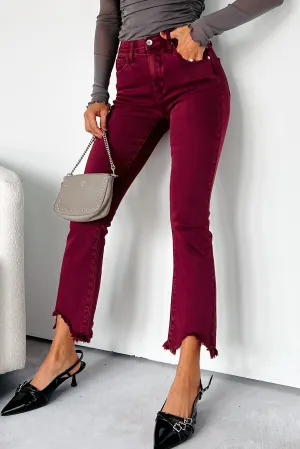 AntiSnag Fabric Tulsa Mid Rise Tummy Control Special A Kick Flare Jeans (Wine)