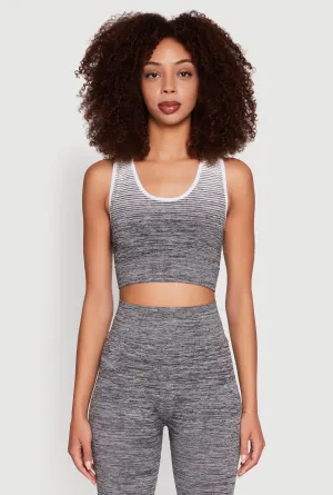 Trendy Marled Ombre Cropped Tank Top technicians Tagless Collar