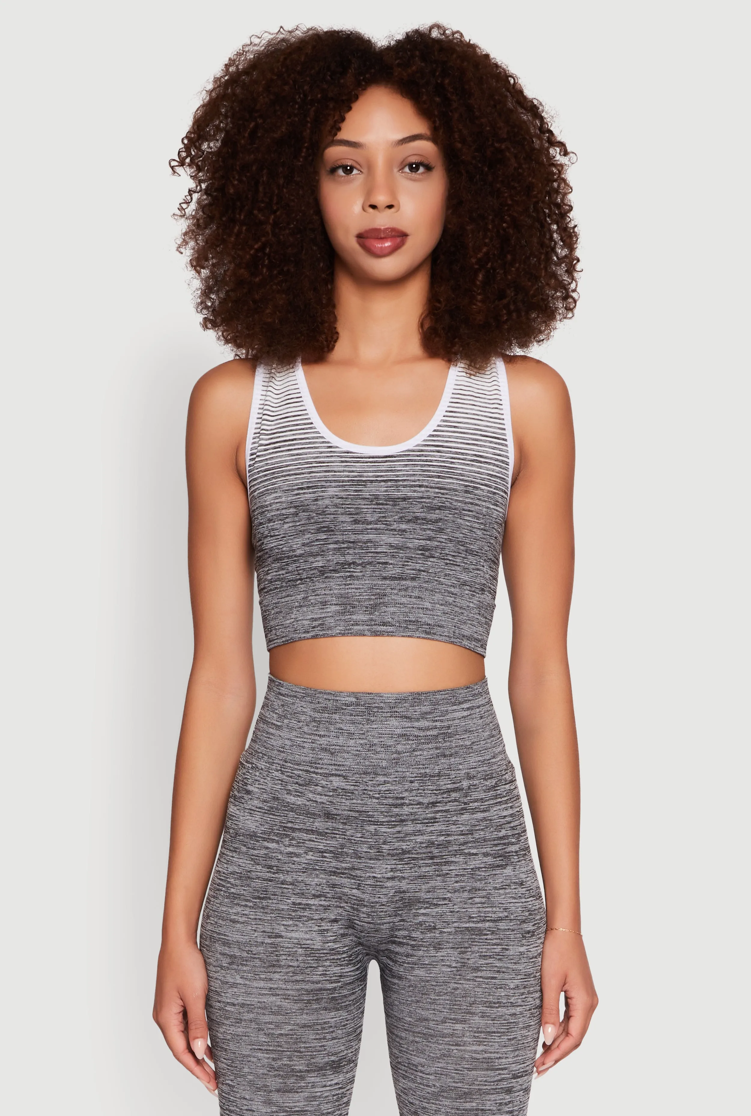 Trendy Marled Ombre Cropped Tank Top technicians Tagless Collar