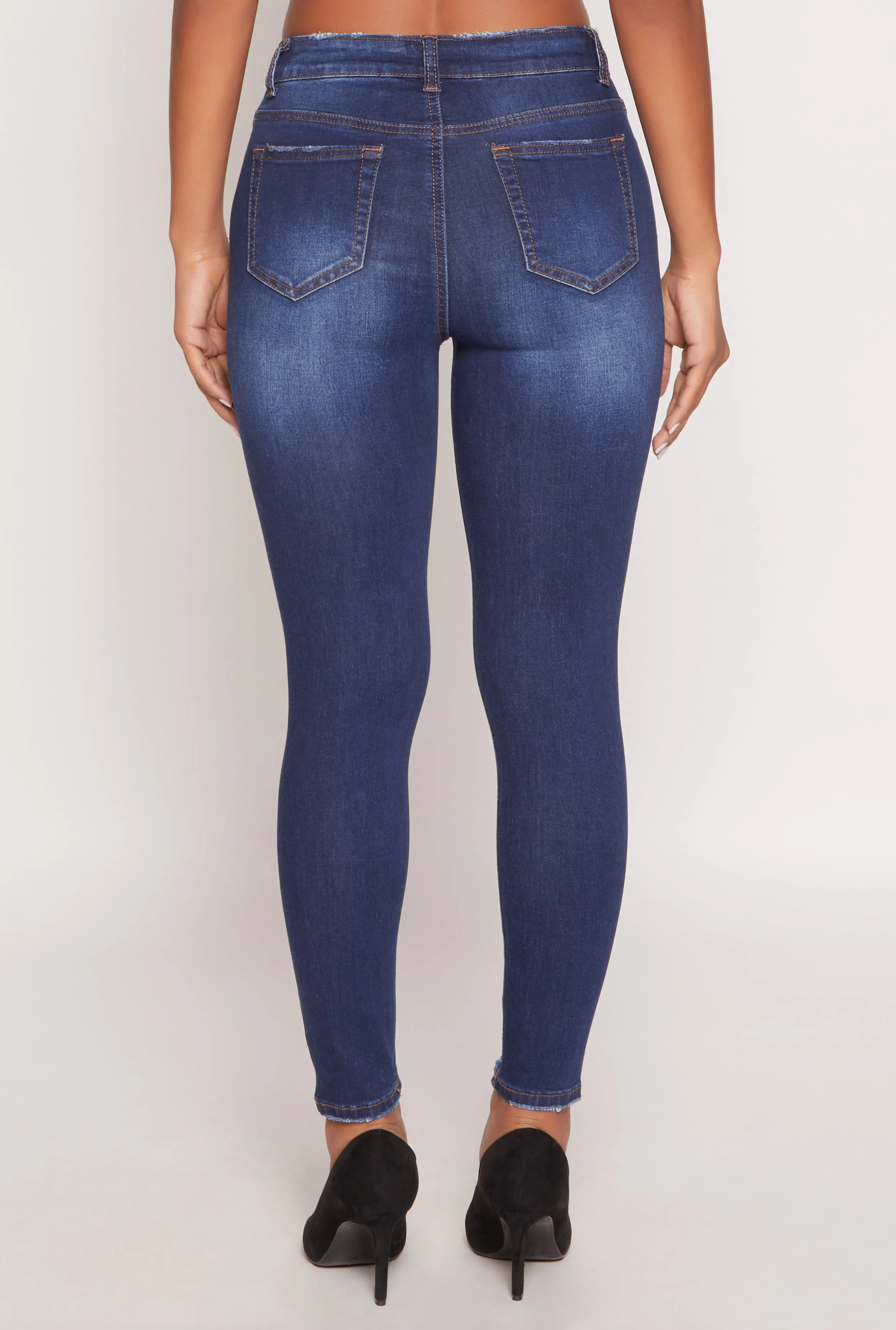 WAX Frayed Detail Skinny Jeans Stretch Fit Denim