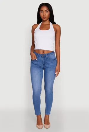 WAX Stretch High Waisted Skinny Ankle Jeans Neutral palette Style Combo