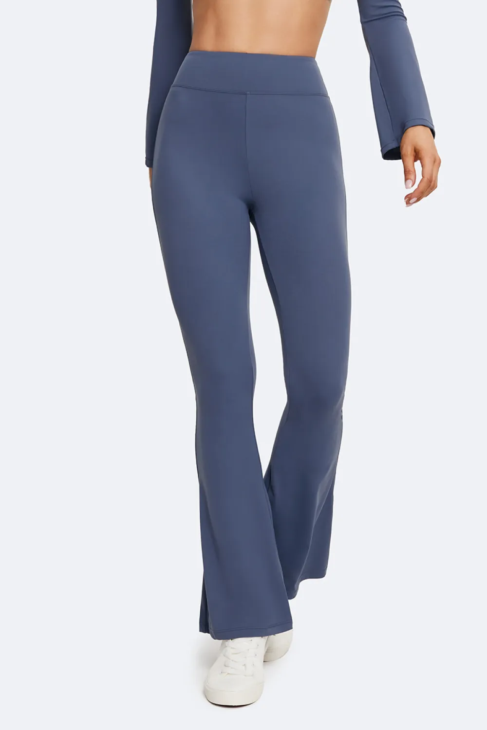 Solid Color Moisture Wicking Technology High-Waisted Flared Leggings