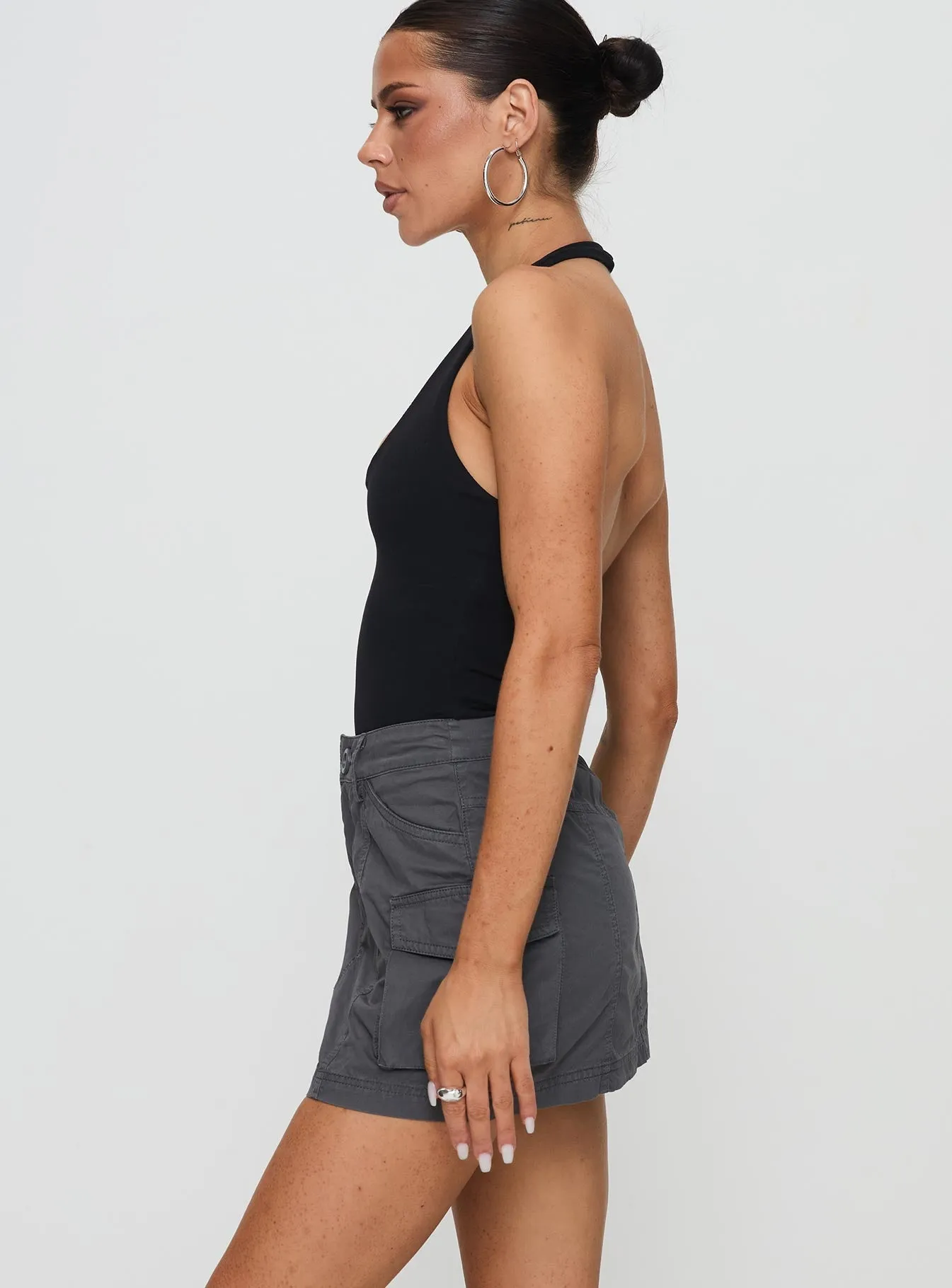 Cozy Edge Lieutenant Cargo Mini Skirt Slate