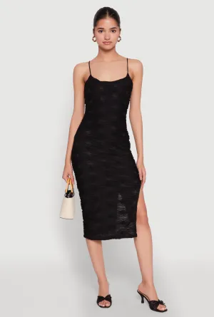 Comfortable formal midi Textured Knit Side Slit Midi Dress
