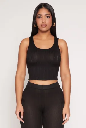 large scale projects Daisy Ribbed Knit Cropped Tank Top