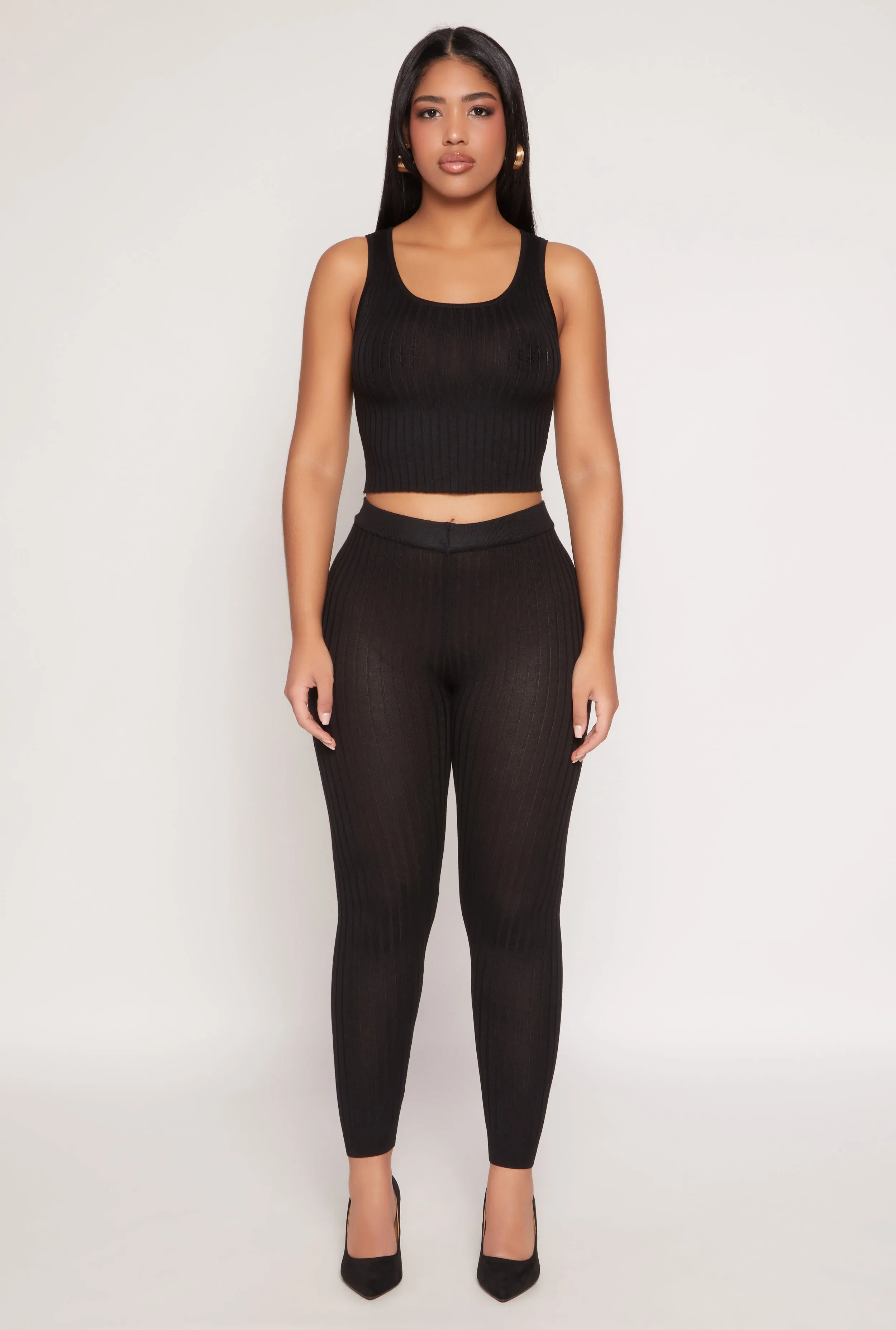 Daisy Ribbed Knit Cropped Tank Top Soft Cool vertical