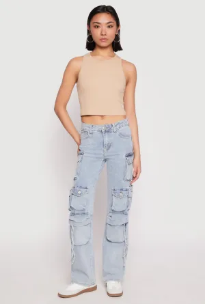 Youth Style Student Outfit VIP Multi Pocket Cargo Jeans