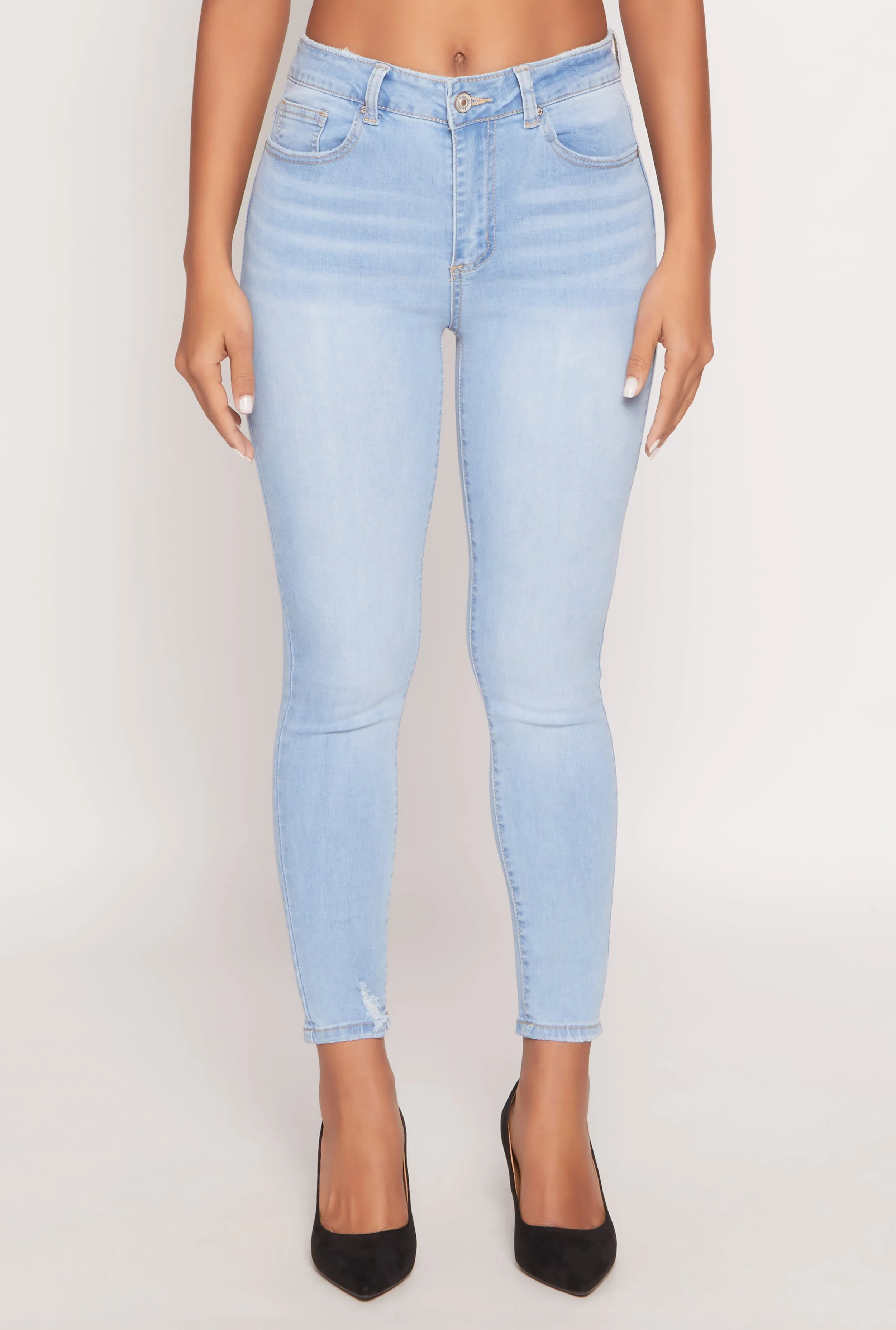 WAX Frayed Detail Skinny Jeans Simple Fashion