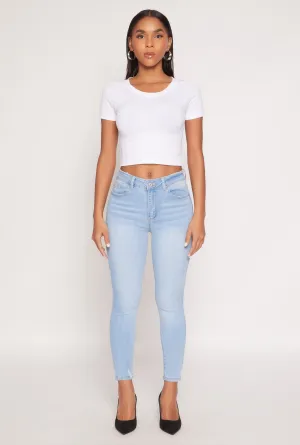 Versatile Look Tapered leg WAX Frayed Detail Skinny Jeans