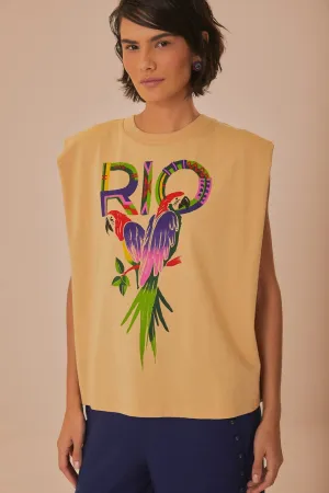 Sand Rio Shoulder Pad Organic Cotton T-Shirt LightweightKnit WrinkleFreeTexture