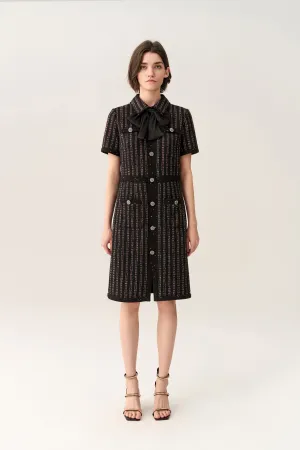 Pussy-bow Collar Short Sleeve Dress Moon Beam Bride Side