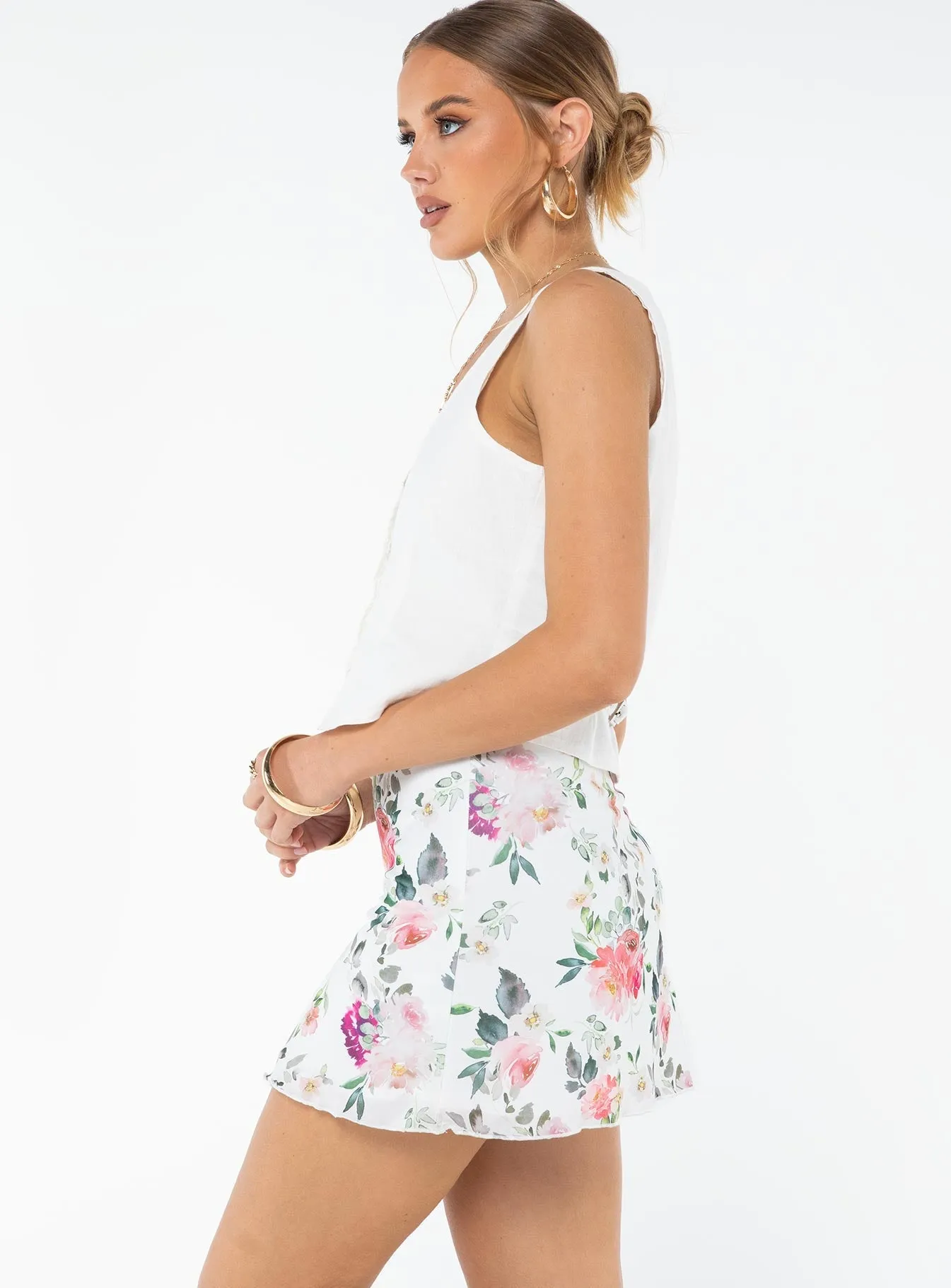 Fallen Roses Mini Skirt Multi Easy Fashion Collector??s Item