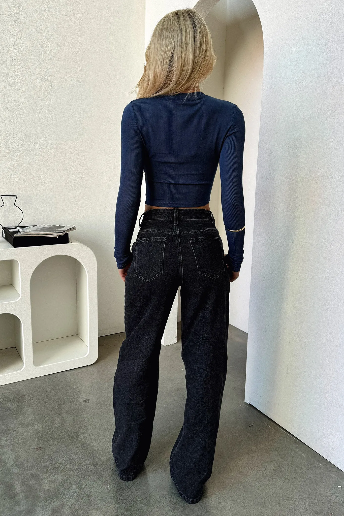 Travel Essential Jaylee Long Sleeve Baby Tee - Navy