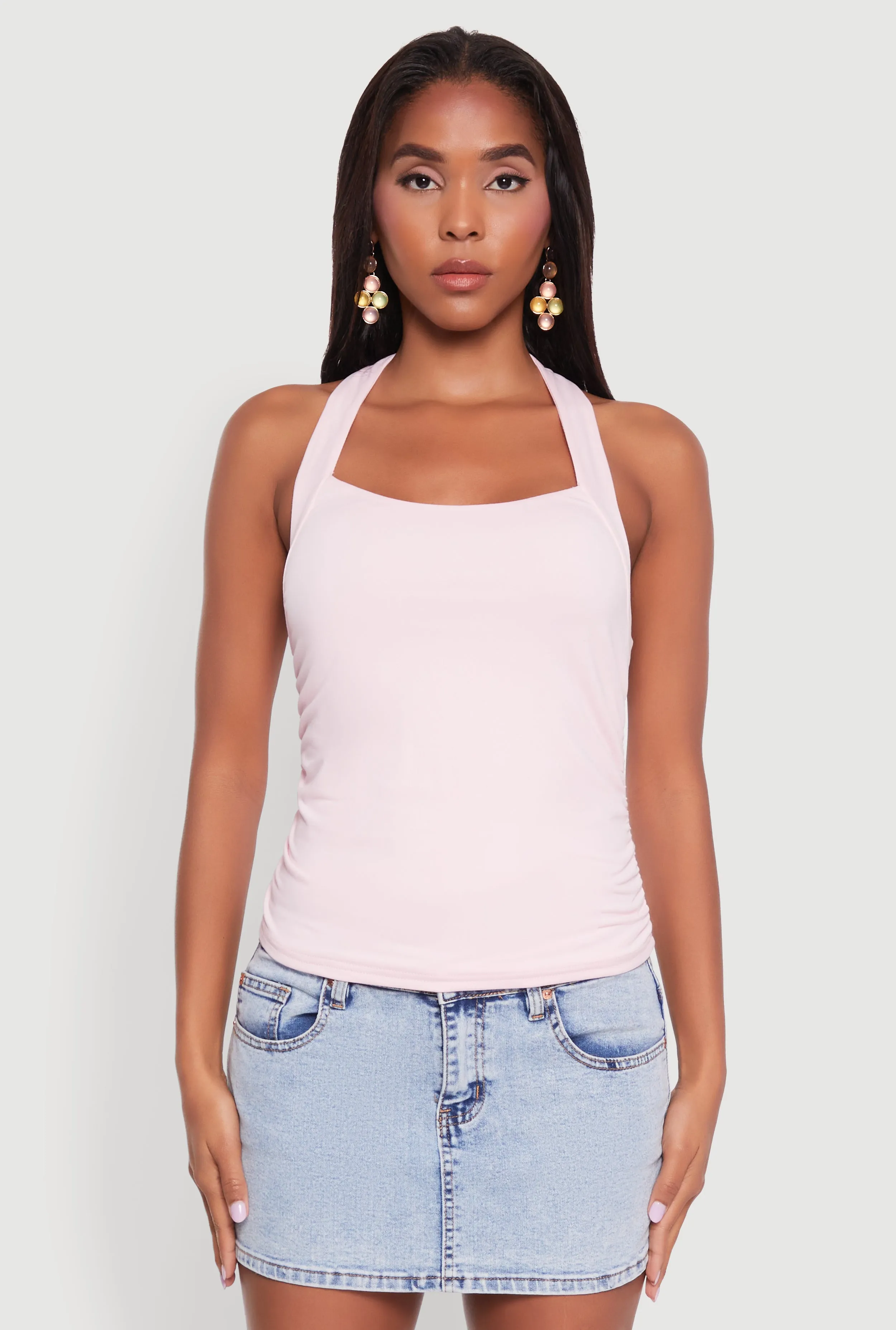 reconnaissance Easy to disassemble Elegant Ruched Halter Top