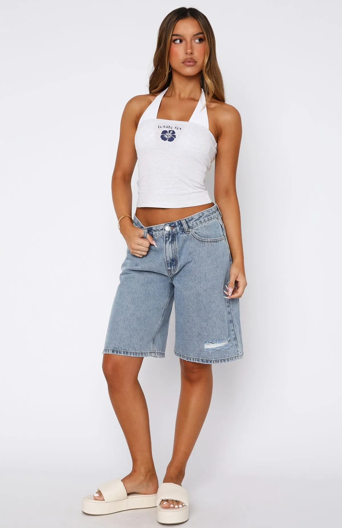 sunglasses Anti Pilling Fabric Gina Denim Shorts Light Blue