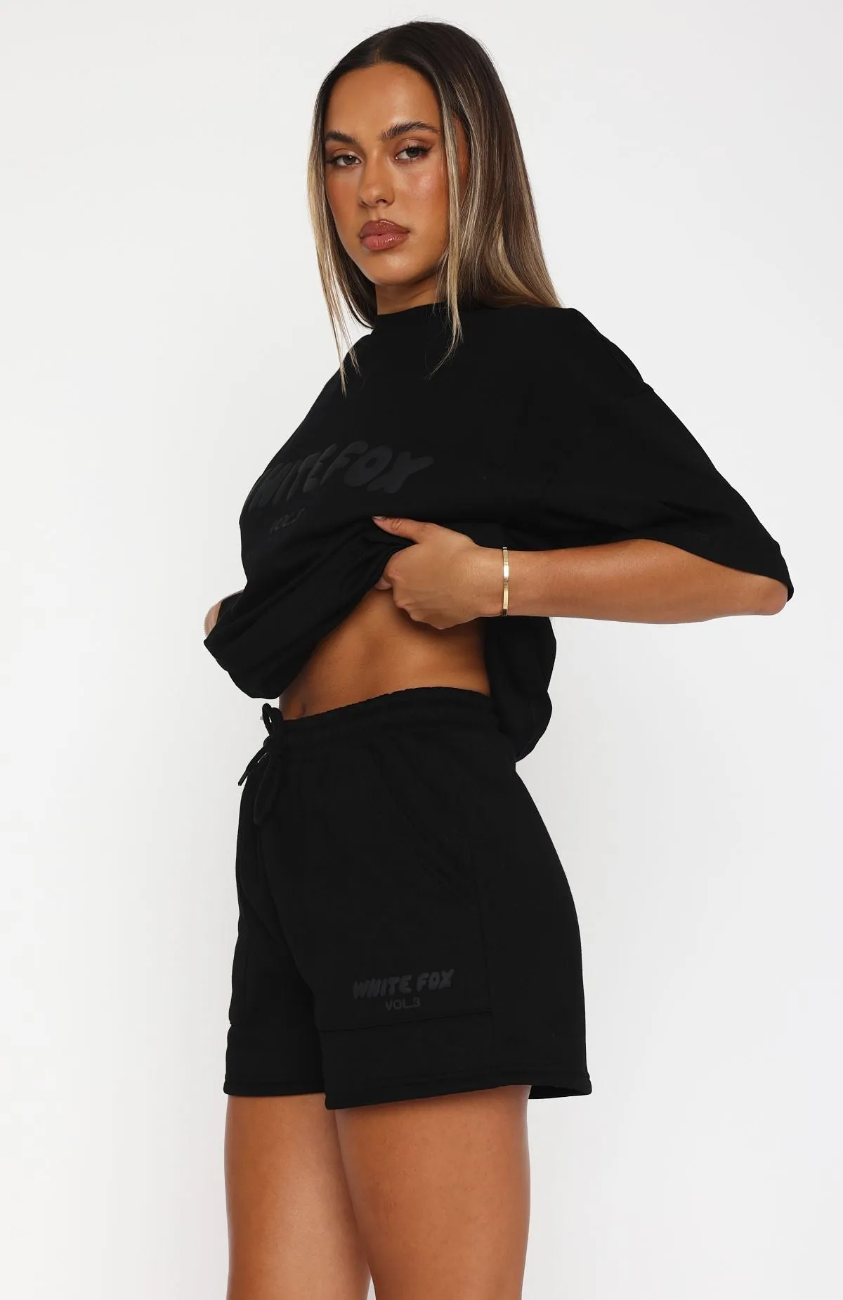 Cotton Blend Striped Pattern Offstage Lounge Shorts Onyx