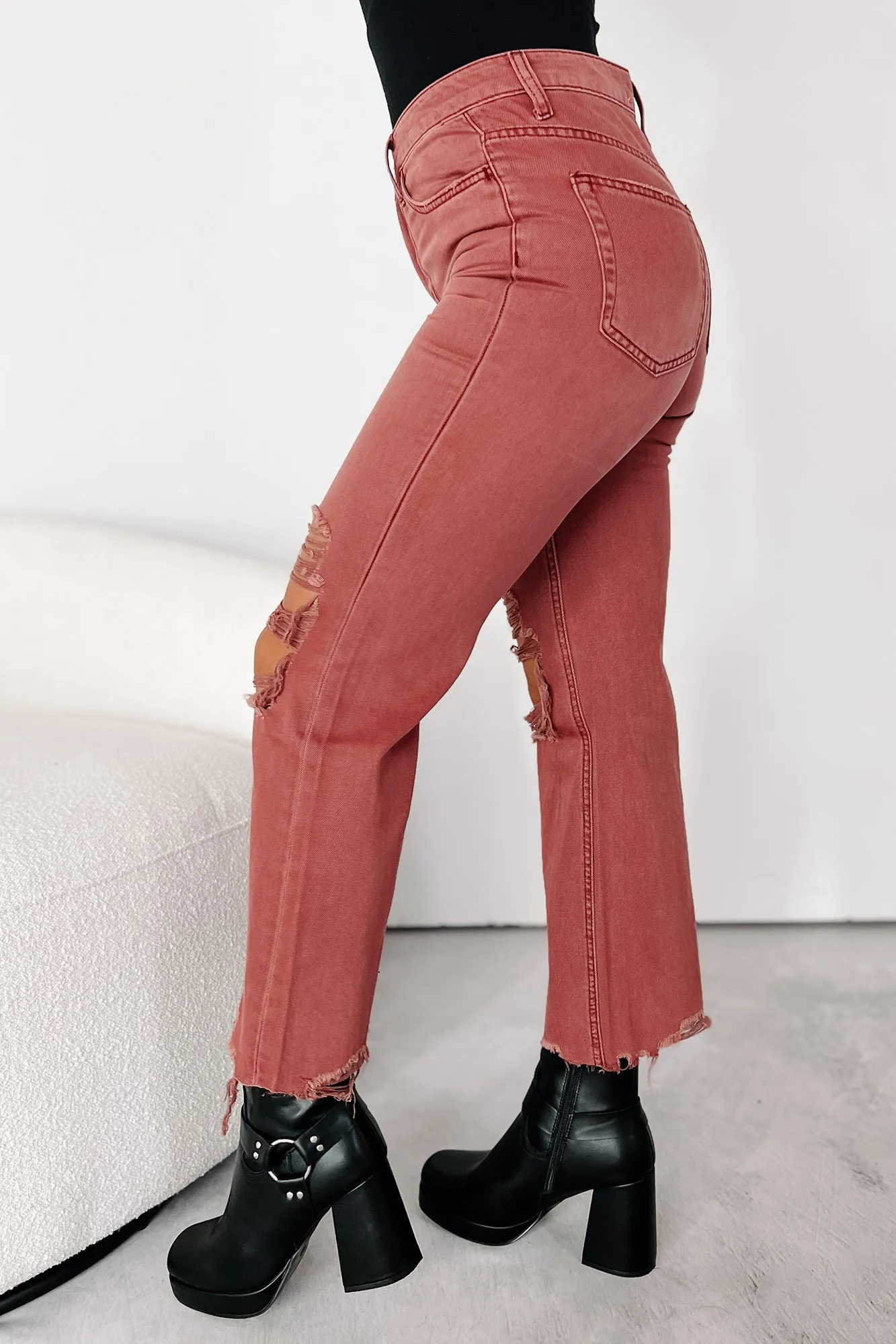 Thermochromic Color Shift Tech Doyle High Rise 90s Vintage Vervet Crop Flare Jeans (Russet)