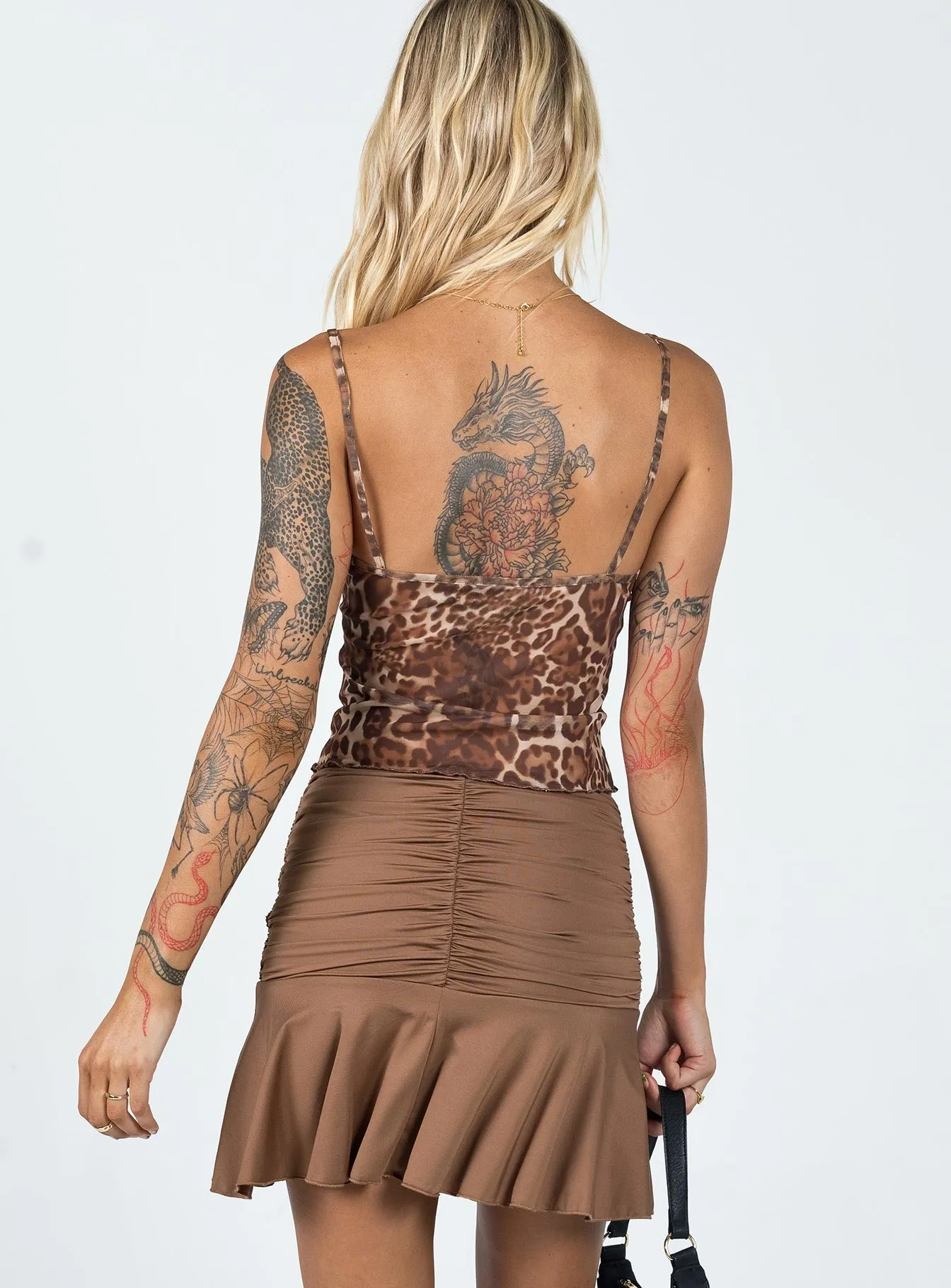 Wilcox Mini Skirt Brown Soft Texture Minimalist Style
