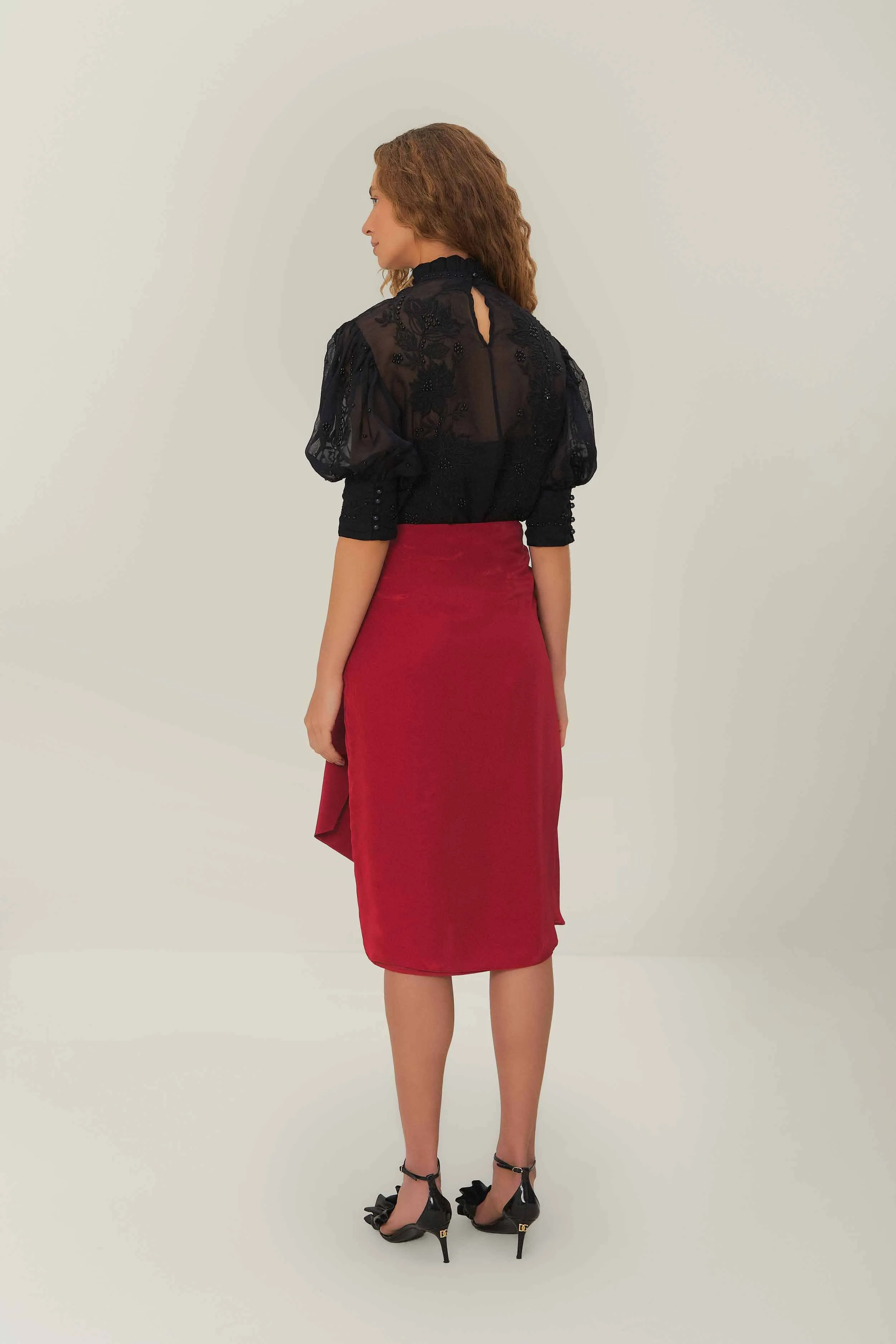 Statement Fashion Red Midi Skirt