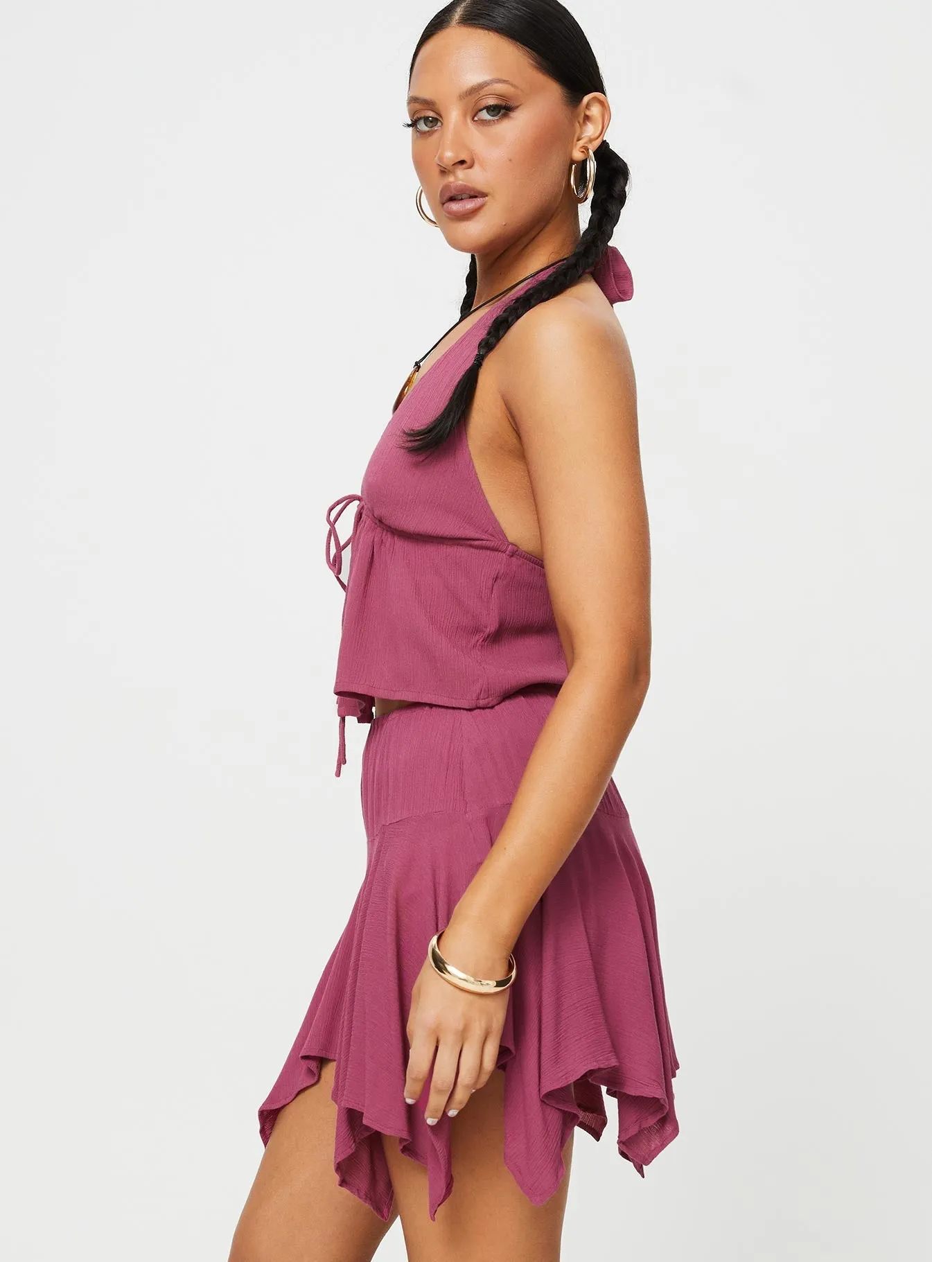 Daco Mini Skirt Rose Corduroy texture