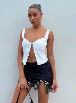 Floreto Mini Skirt Black Velvet Finish Casual Edge
