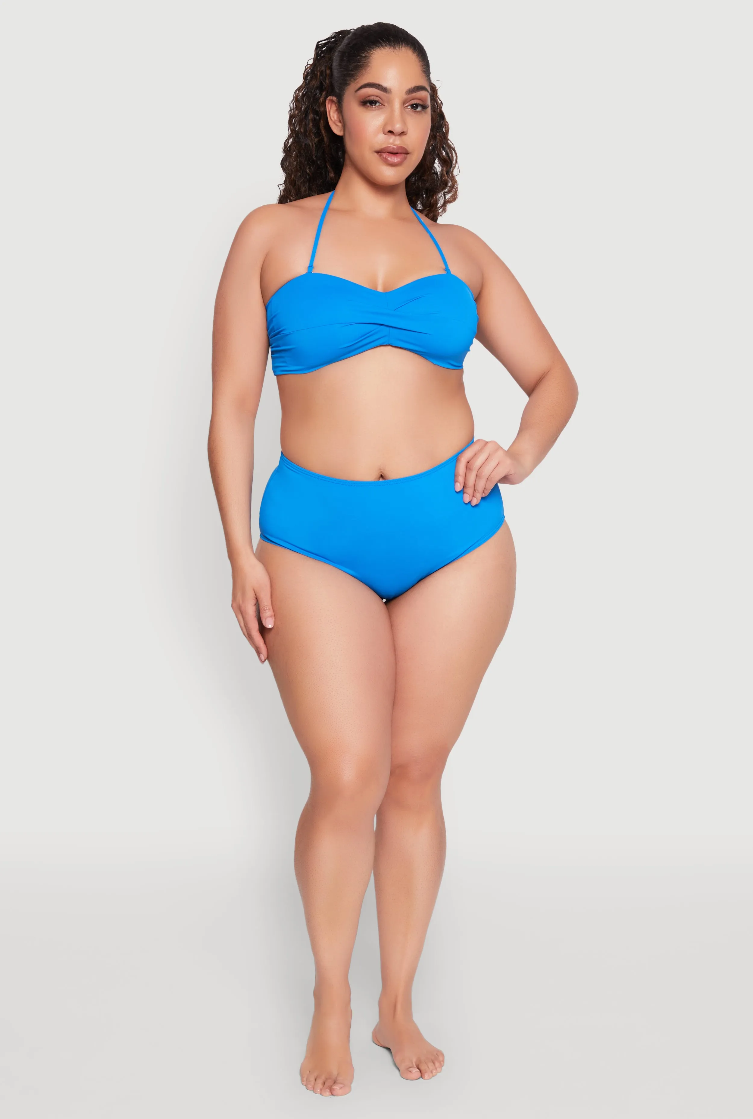 Durable Strap Anchors No Ride Up Design Plus Size Swim High Waist Bikini Bottoms