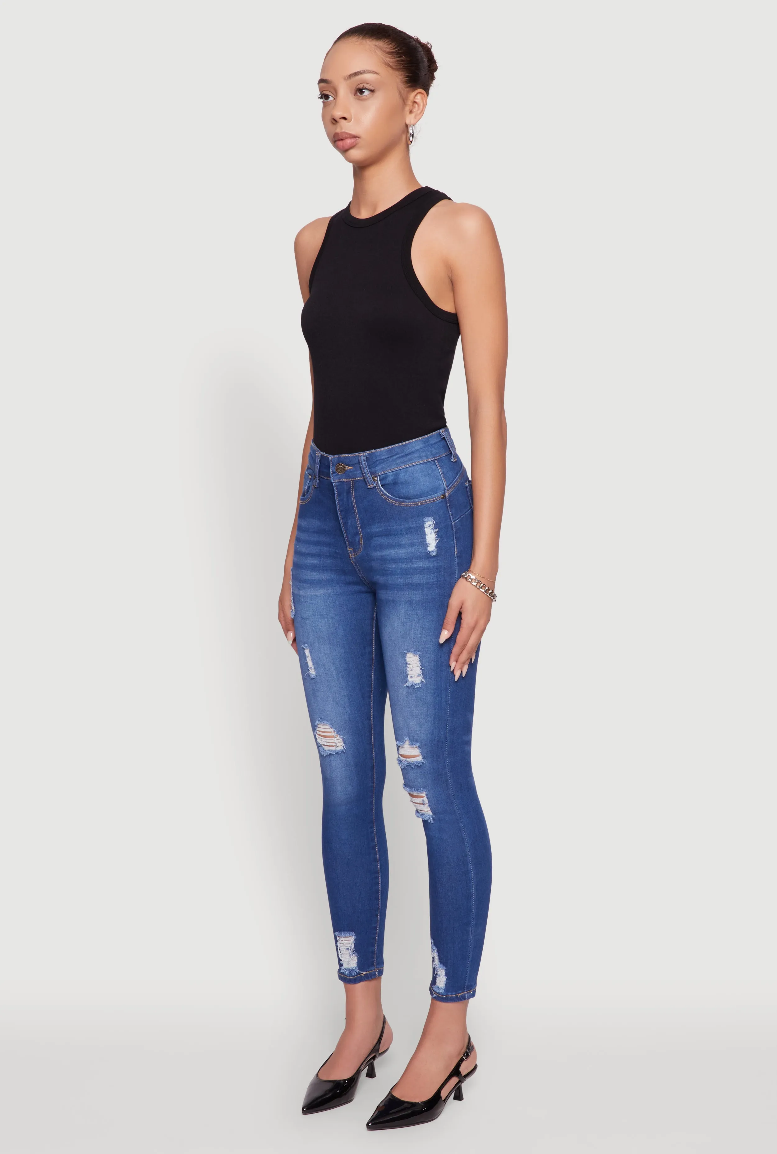 WAX Distressed Frayed Skinny Jeans Reliable Layer Outfit Ready Style