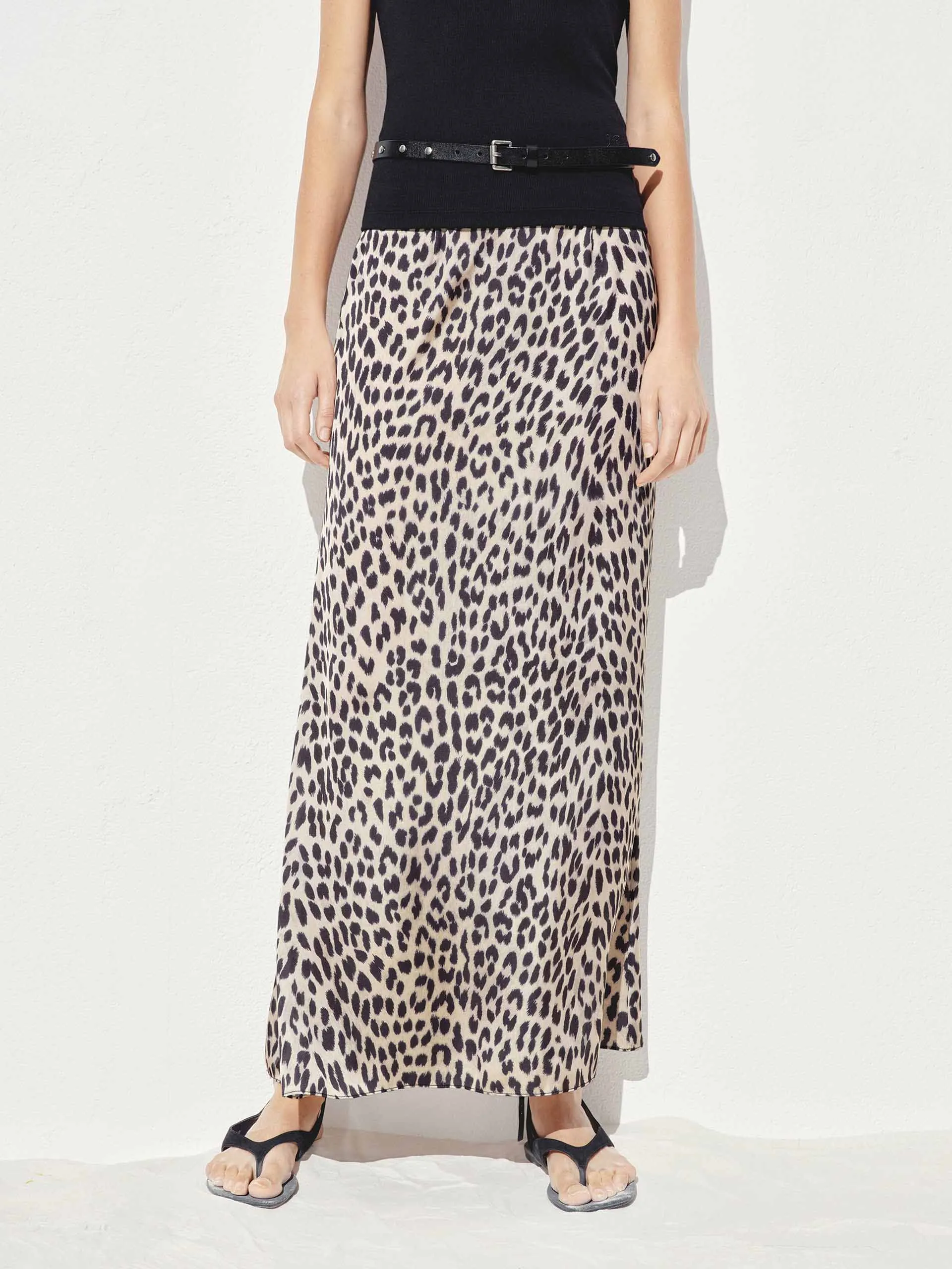 Leopard Print Straight Maxi Skirt Eco conscious Breezy Flow
