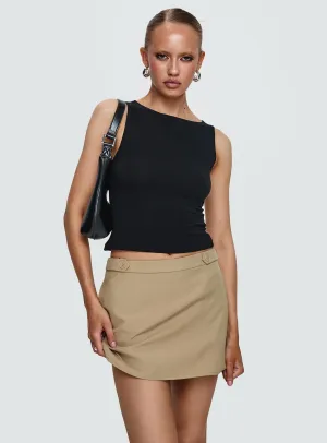 Hosier Twill Mini Skirt Taupe Low Maintenance Fabric