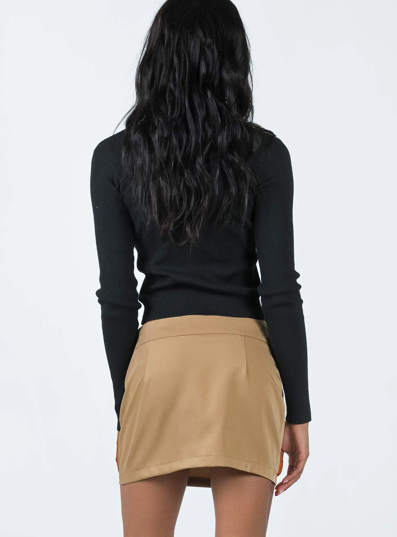 Immersed Mini Skirt Tan Trendy Style