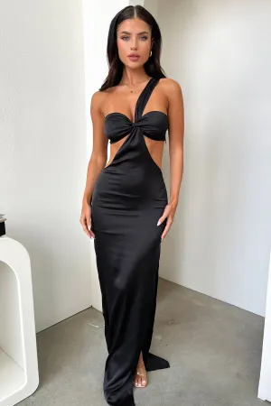 Organza Glow Marina Scene Alexia One Shoulder Satin Maxi Dress - Black