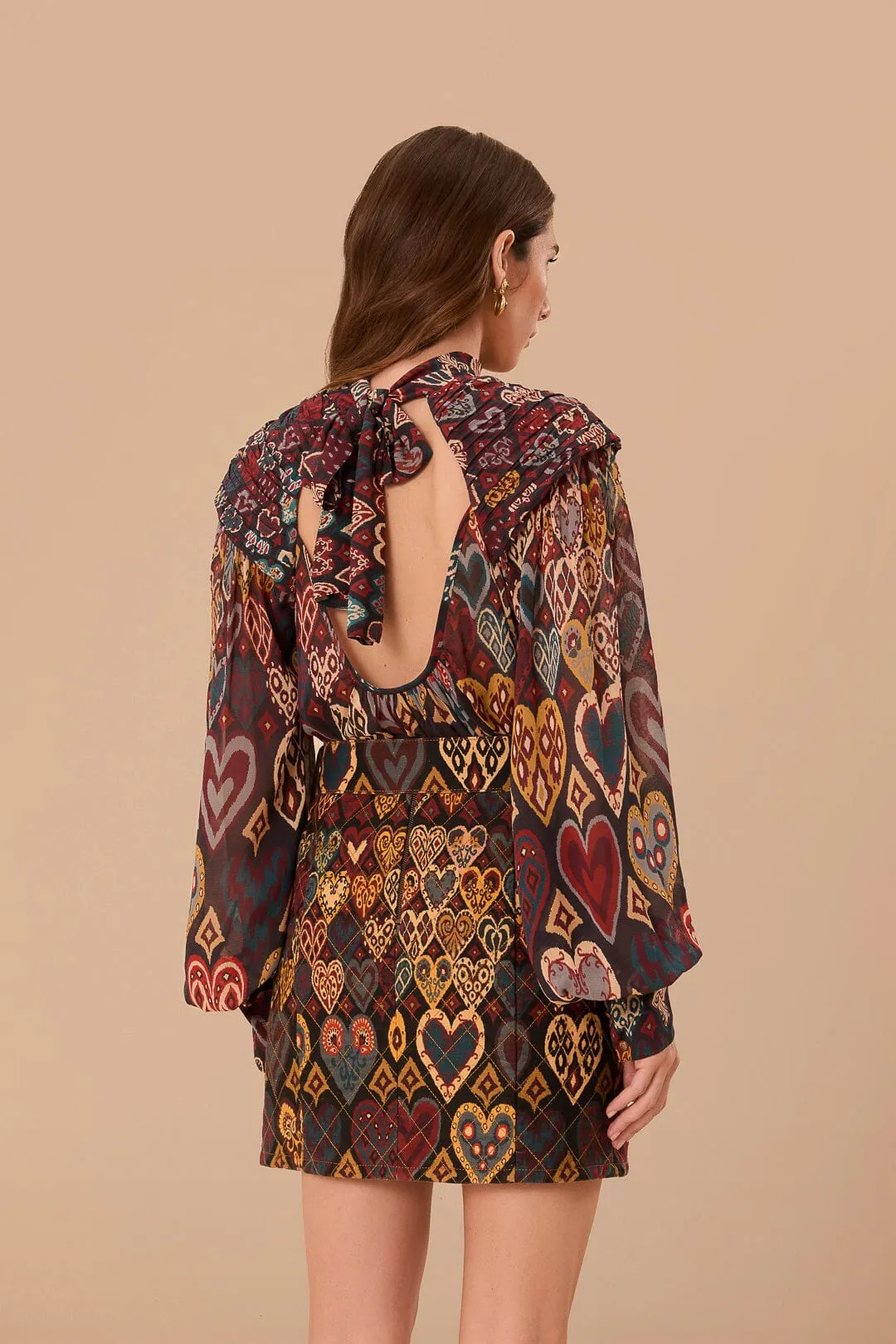 Black Hearts Ikat Mini Skirt Maximalist look