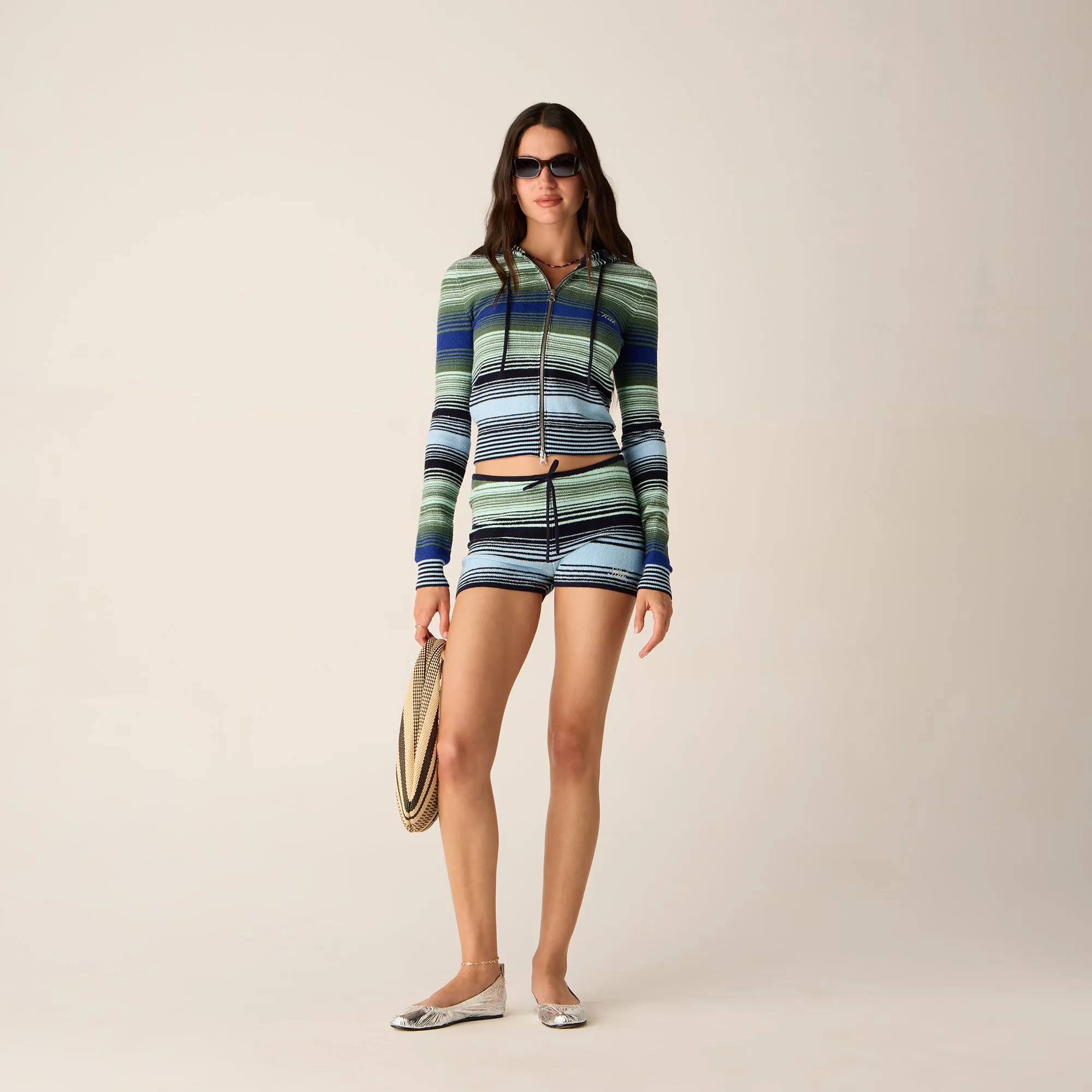 Kith Women Avyn Multi Micro Sweater Short - Celeste Comfort waistband