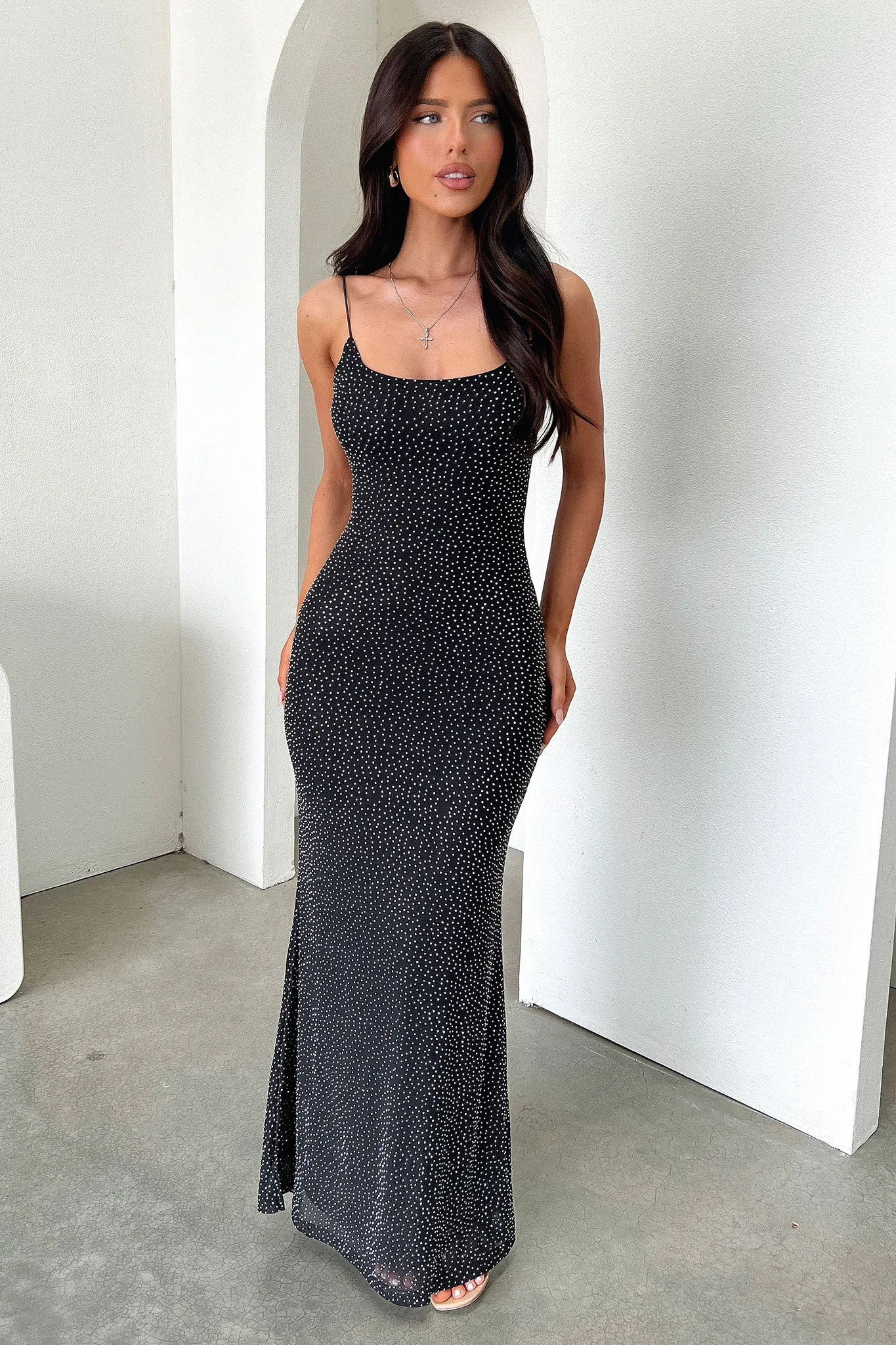 Nalani Embellished Maxi Dress - Black Vibrant evening maxi