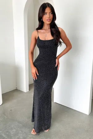 Alpine Glow Vibrant floral maxi Nalani Embellished Maxi Dress - Black