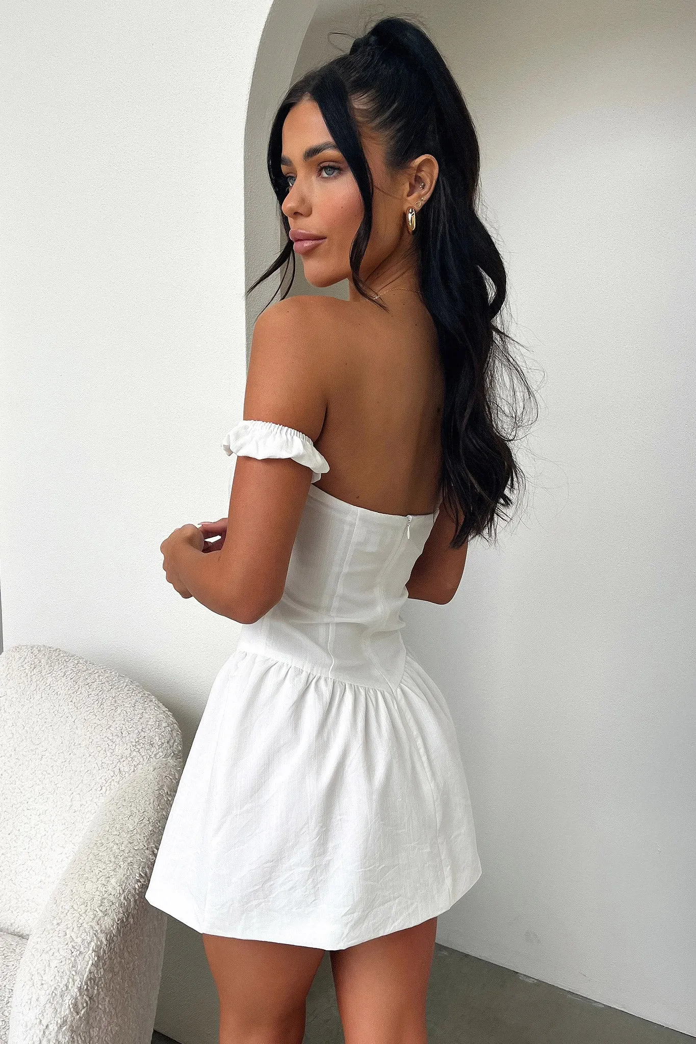 Relaxed-fit day mini Juliet Dress - White