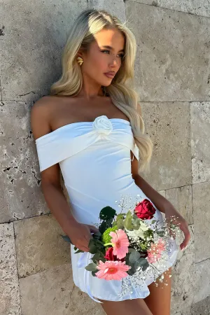 Flirty off-the-shoulder mini Chic Spirit Kirsten Off Shoulder Mini Dress - White