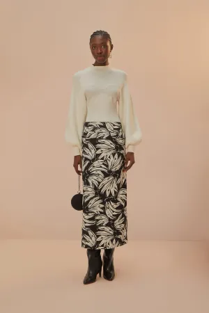 Wool blend Black Bossa Banana Low Waisted Maxi Skirt