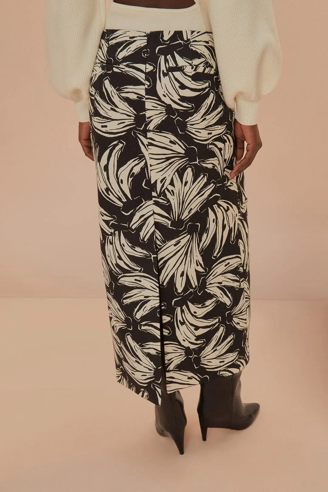 Black Bossa Banana Low Waisted Maxi Skirt Crochet Style