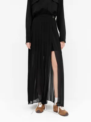 Pleated Detail Chiffon Skirt Breathable Lining Smart Texture