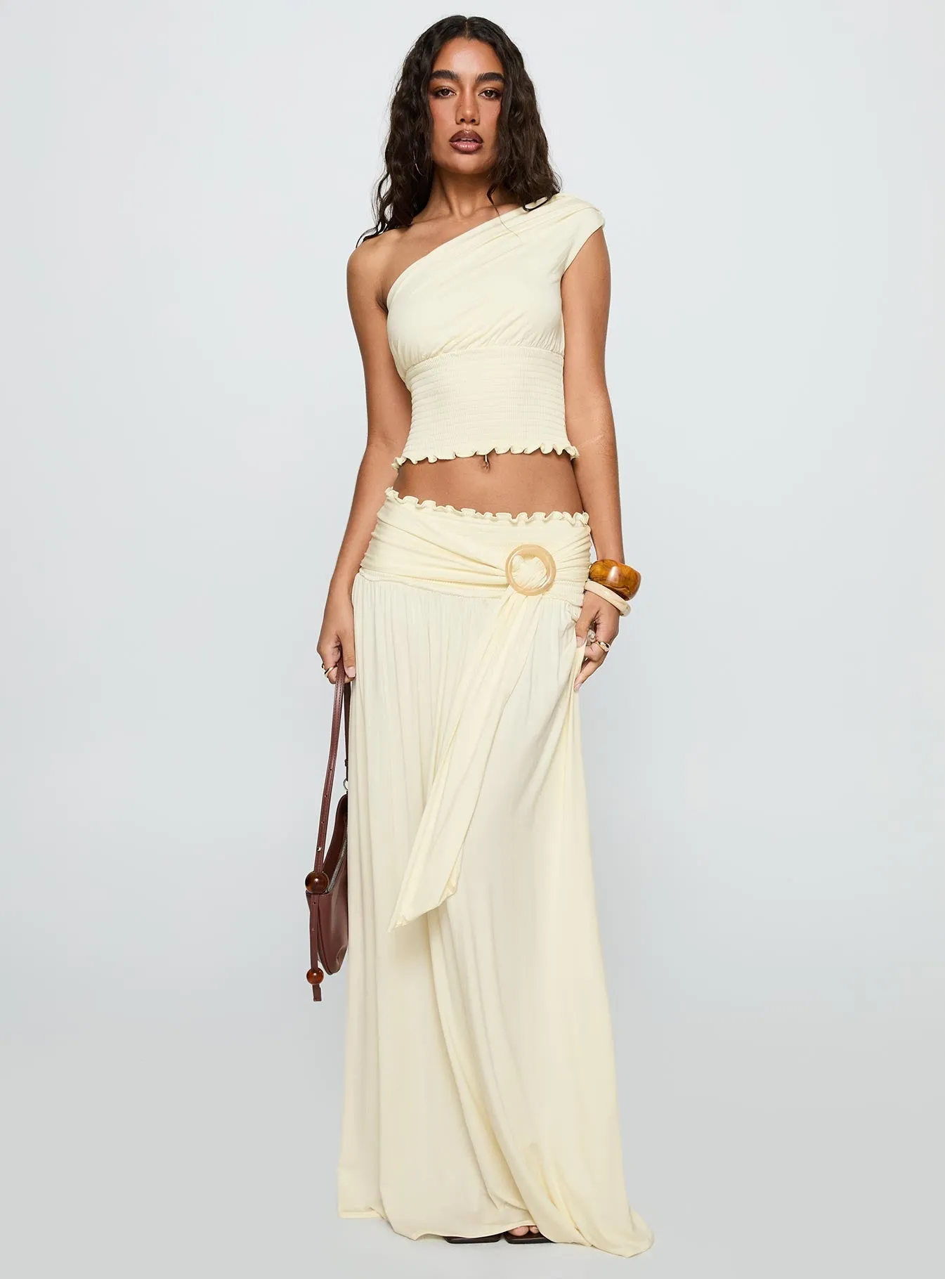 Full Orbit Shirred Maxi Skirt Cream Stylist Pick Blogger Favorite